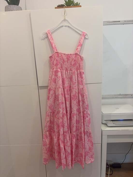 Michael Kors Dresses & Skirts - Michael Kors Pink Floral Smocked Tiered Maxi Dress Size M